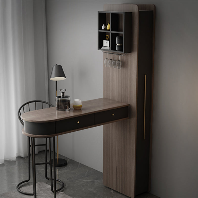 Brown Bar Pub Table Set 2/3 Pcs Wood and Metal Bar Table and Stools