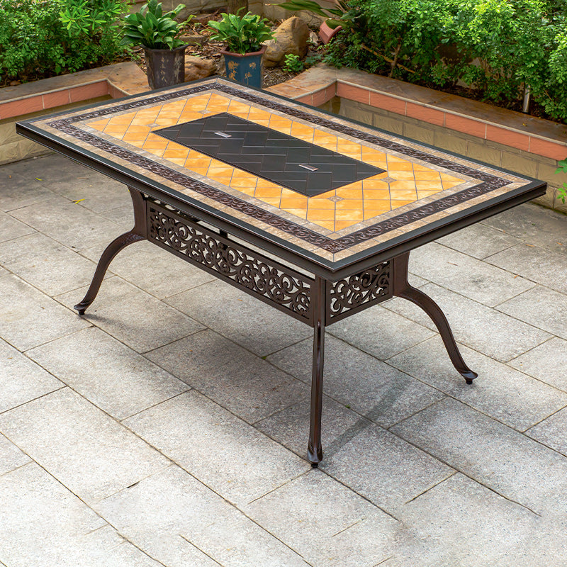 Industrial Outdoor Dining Table Aluminum Fire Resistant Patio Table