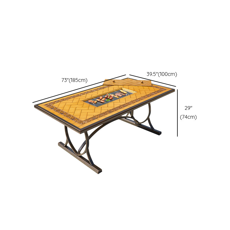 Industrial Outdoor Dining Table Aluminum Fire Resistant Patio Table