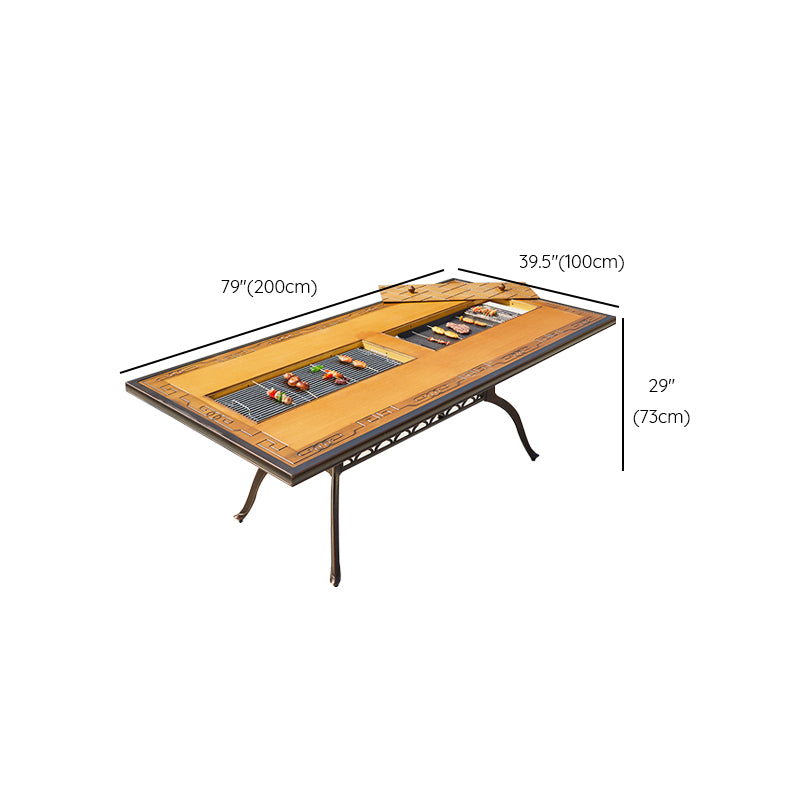 Industrial Outdoor Dining Table Aluminum Fire Resistant Patio Table