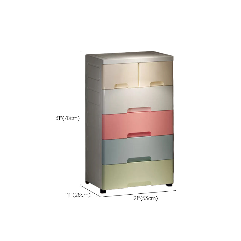 Contemporary Wardrobe Closet Thickened Plastic Kid's Wardrobe with Drawers