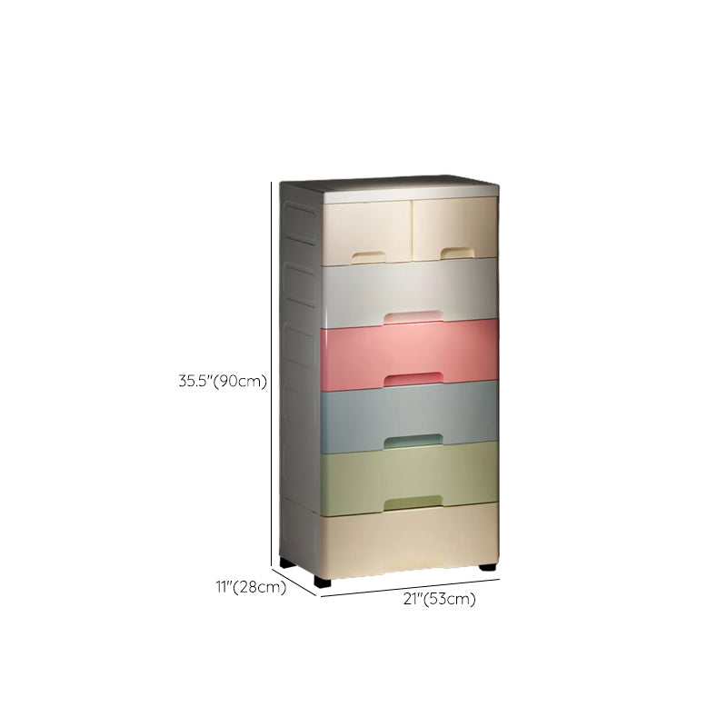 Contemporary Wardrobe Closet Thickened Plastic Kid's Wardrobe with Drawers