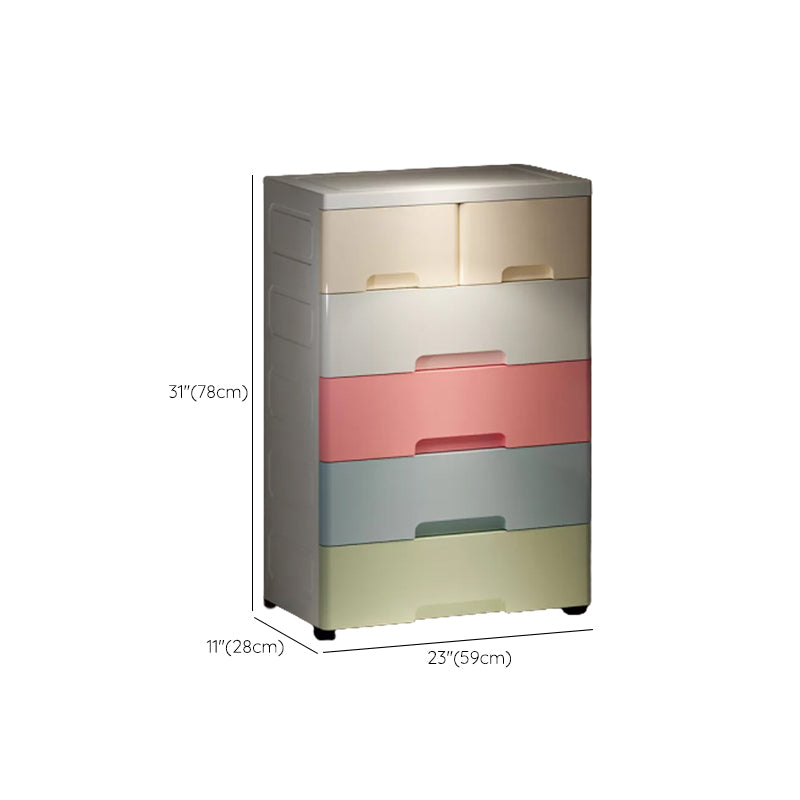 Contemporary Wardrobe Closet Thickened Plastic Kid's Wardrobe with Drawers