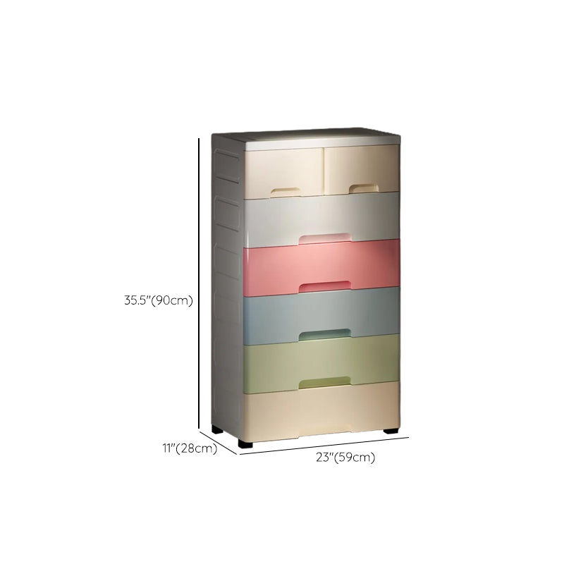 Contemporary Wardrobe Closet Thickened Plastic Kid's Wardrobe with Drawers