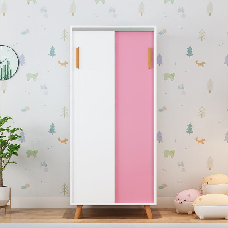 Blue Contemporary Kids Closet High Gloss Wooden Closet with Garment Rod