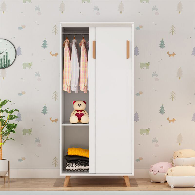 Blue Contemporary Kids Closet High Gloss Wooden Closet with Garment Rod