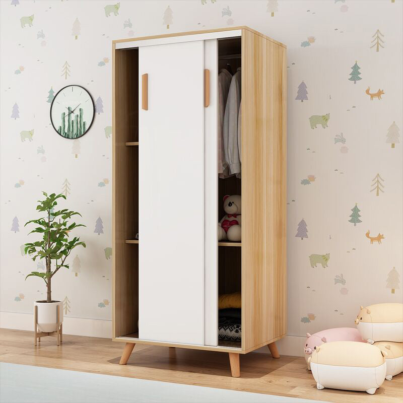 Blue Contemporary Kids Closet High Gloss Wooden Closet with Garment Rod