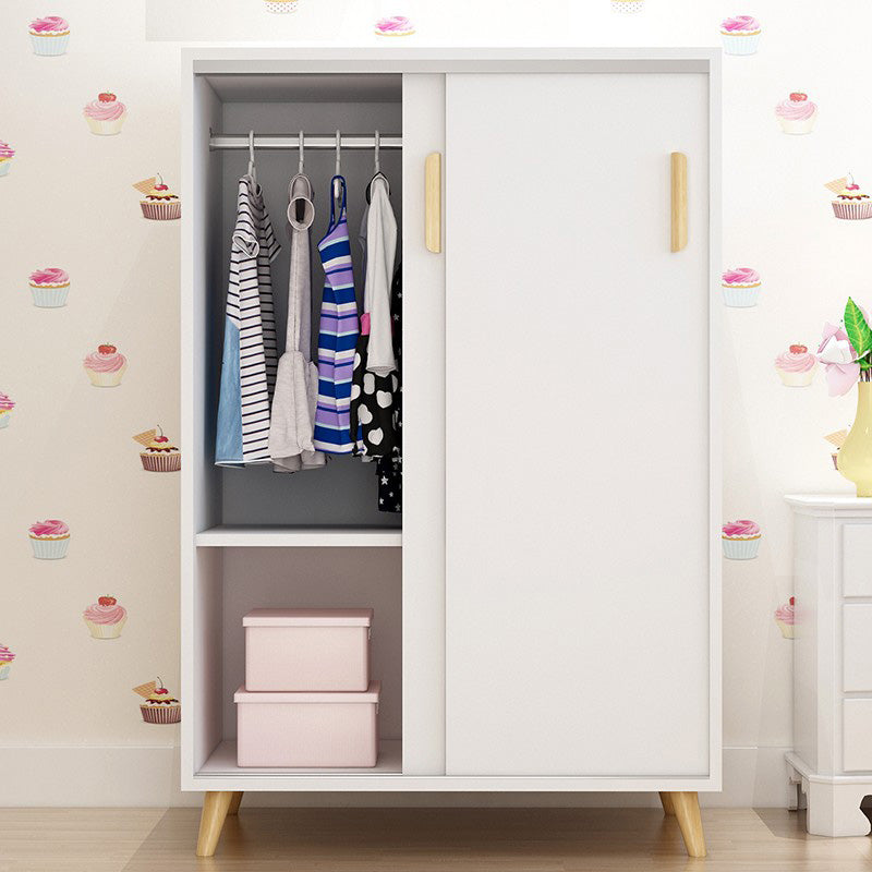 Blue Contemporary Kids Closet High Gloss Wooden Closet with Garment Rod