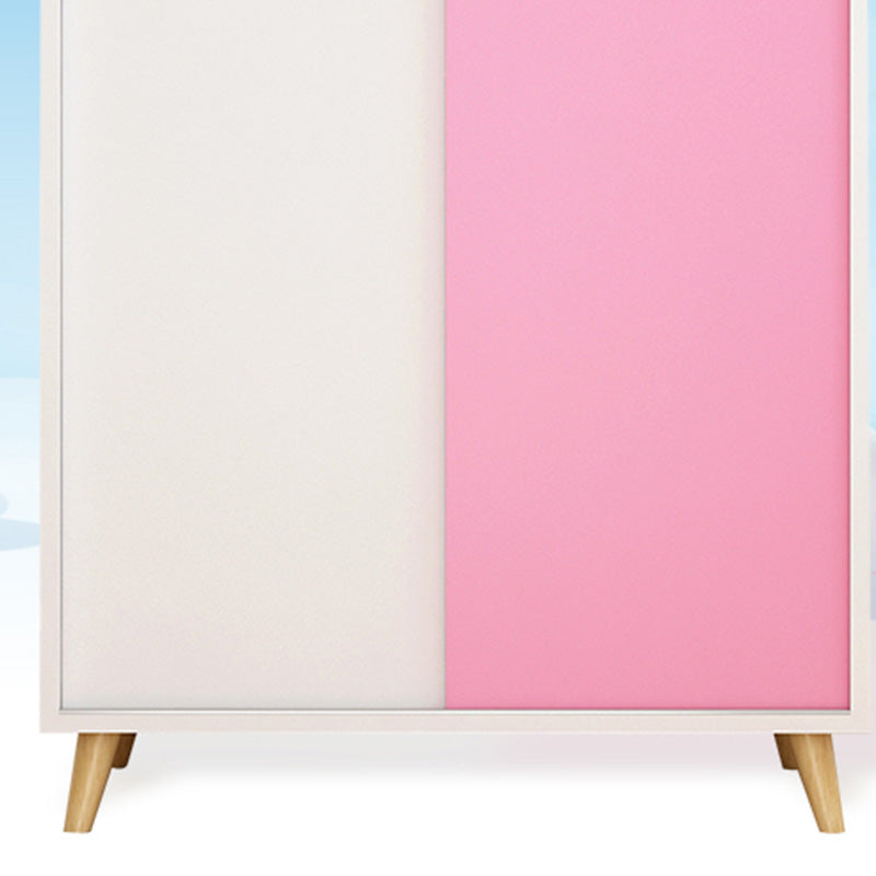 Blue Contemporary Kids Closet High Gloss Wooden Closet with Garment Rod