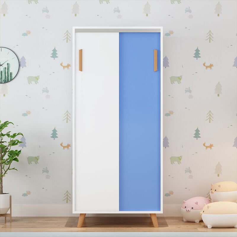 Blue Contemporary Kids Closet High Gloss Wooden Closet with Garment Rod