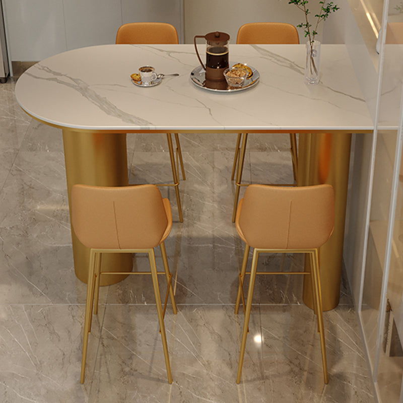 Glam Rectangle Stone Counter Table 1/5 Pieces Bar Table Set for Living Room