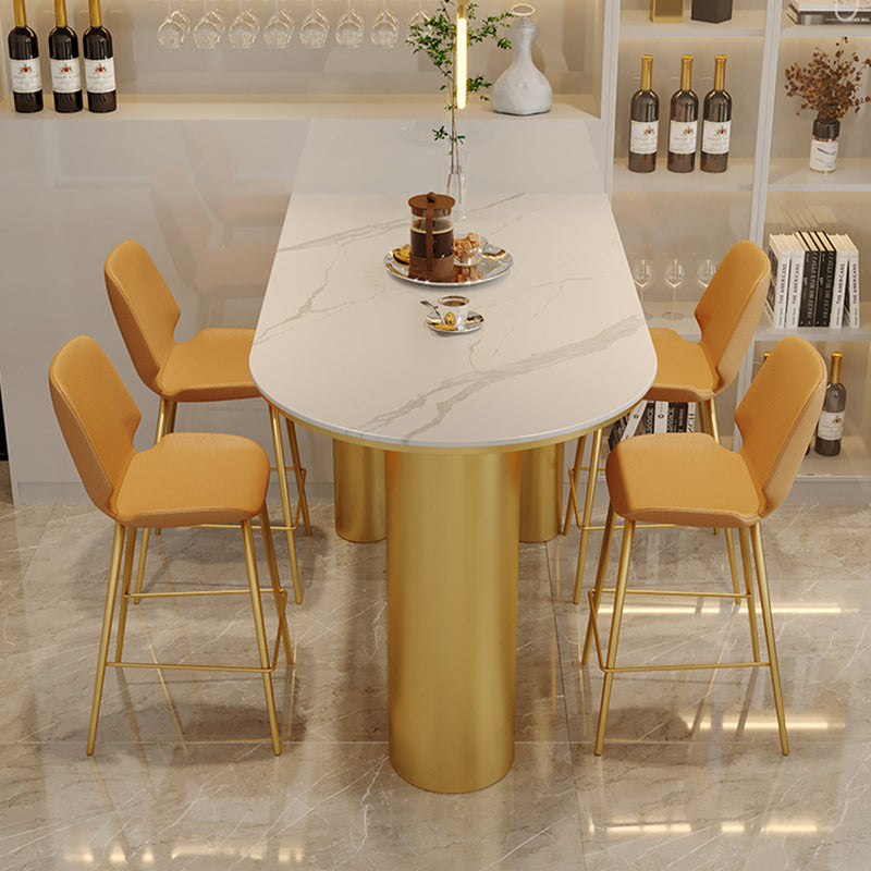 Glam Rectangle Stone Counter Table 1/5 Pieces Bar Table Set for Living Room