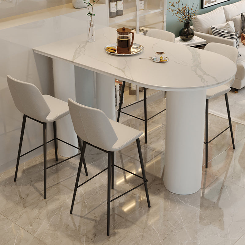 Glam Rectangle Stone Counter Table 1/5 Pieces Bar Table Set for Living Room