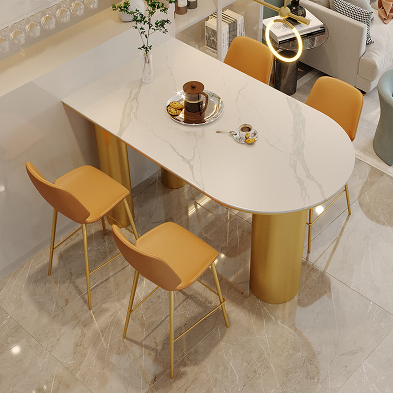 Glam Rectangle Stone Counter Table 1/5 Pieces Bar Table Set for Living Room