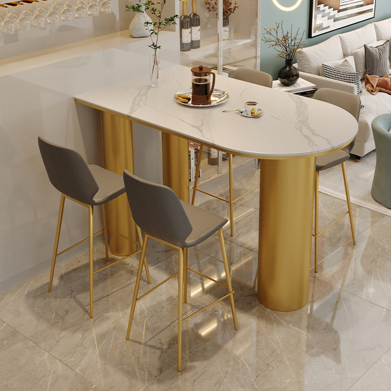 Glam Rectangle Stone Counter Table 1/5 Pieces Bar Table Set for Living Room