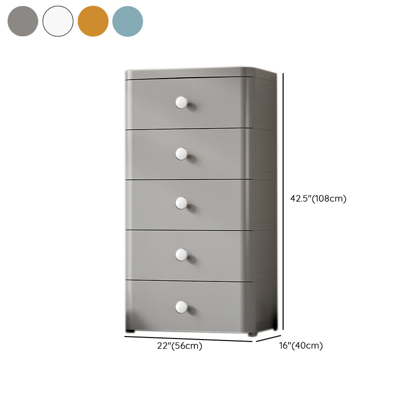 Scandinavian Plastic Kids Nightstand Vertical Nursery Dresser with 5 Drawers for Home