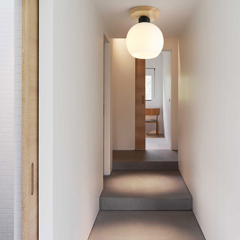 Plafonnier à ampoule unique lampe industrielle semi - obscure en verre dépoli sphérique / cylindrique pour Hall d'entrée