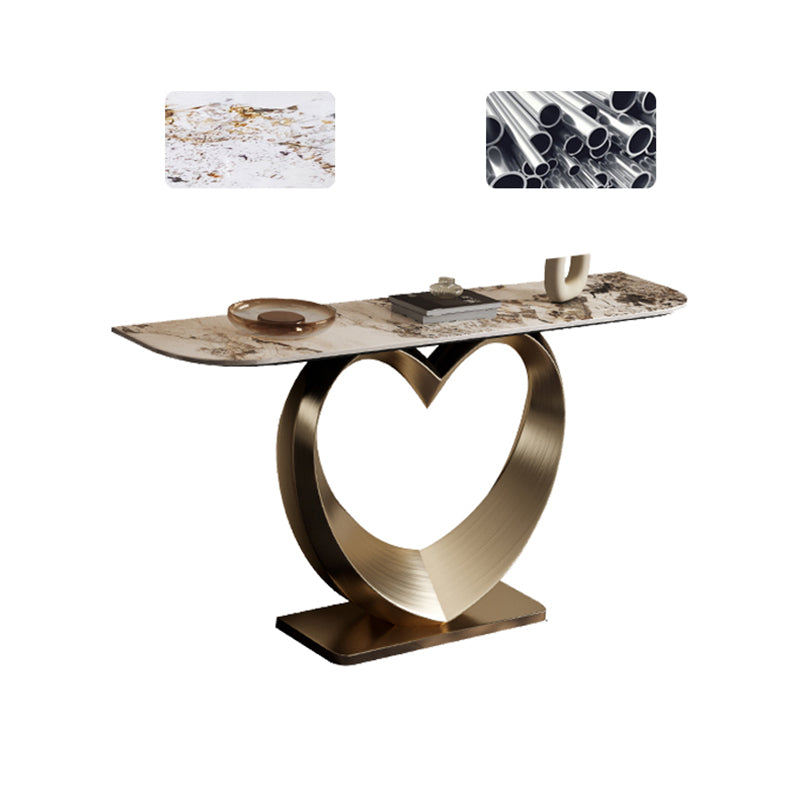 Half Moon Shape Contemporary Console Table Gold Stone Console Sofa Table