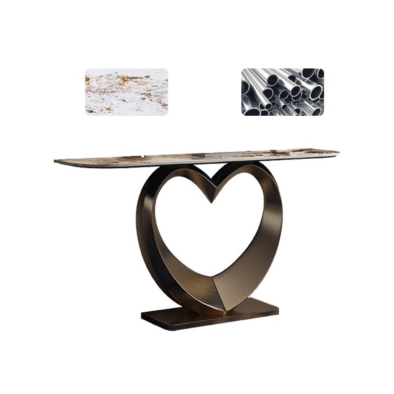 Half Moon Shape Contemporary Console Table Gold Stone Console Sofa Table