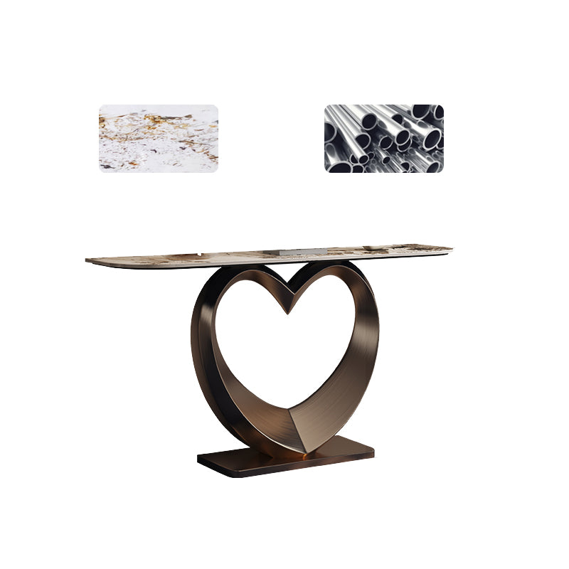 Half Moon Shape Contemporary Console Table Gold Stone Console Sofa Table