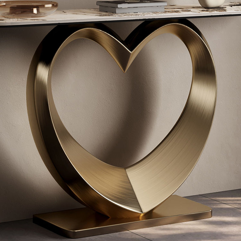 Half Moon Shape Contemporary Console Table Gold Stone Console Sofa Table