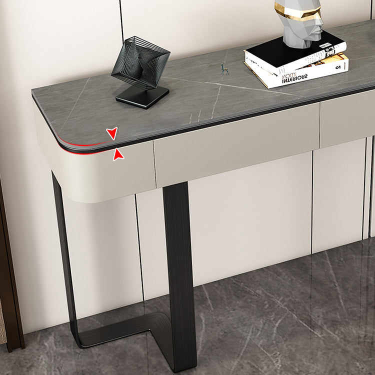 Glam Half Moon Console Table Drawers Included Accent Table for Hall