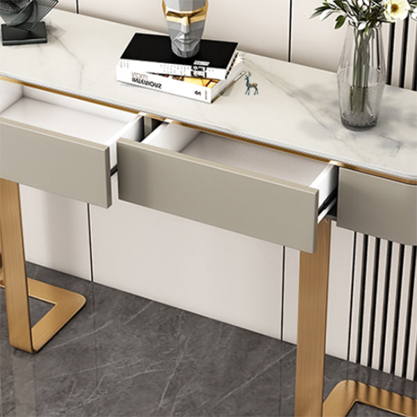 Glam Half Moon Console Table Drawers Included Accent Table for Hall