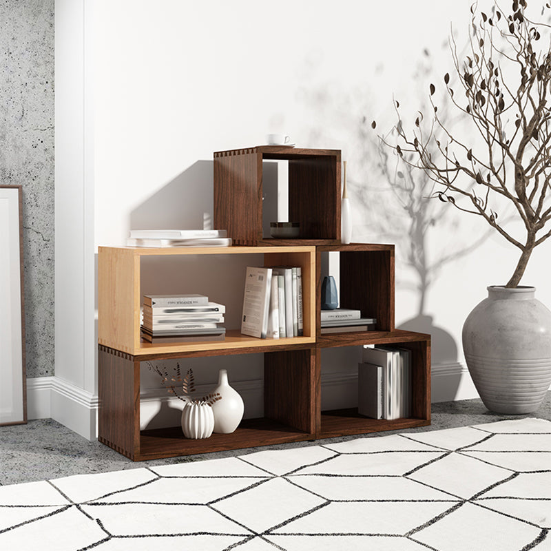 Open Back Contemporary Bookshelf Solid Wood Cube Bookcase for Office