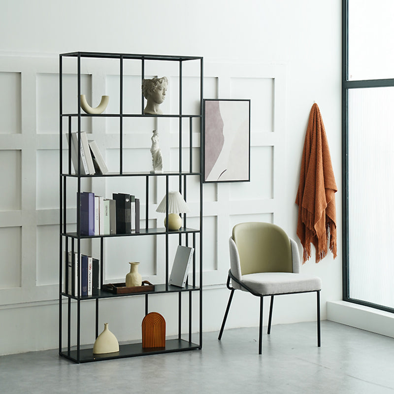 Modern Style Open Back Bookshelf Standard Metal Bookcase with Shelves