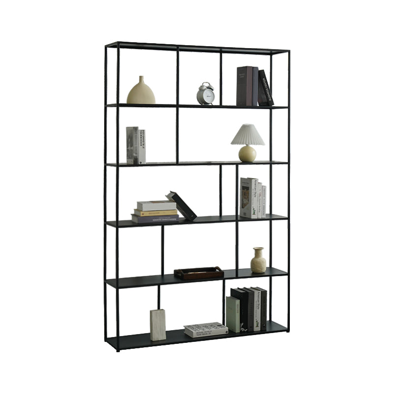 Modern Style Open Back Bookshelf Standard Metal Bookcase with Shelves