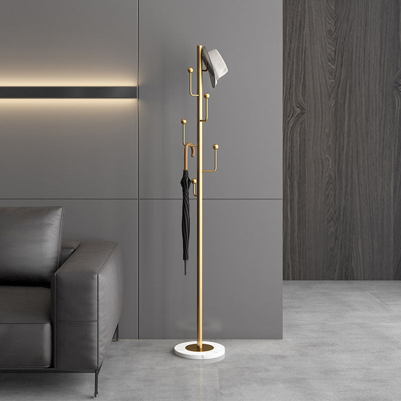 Free Standing Entry Hall Tree Marble Base Coat Hanger with 6 Hooks