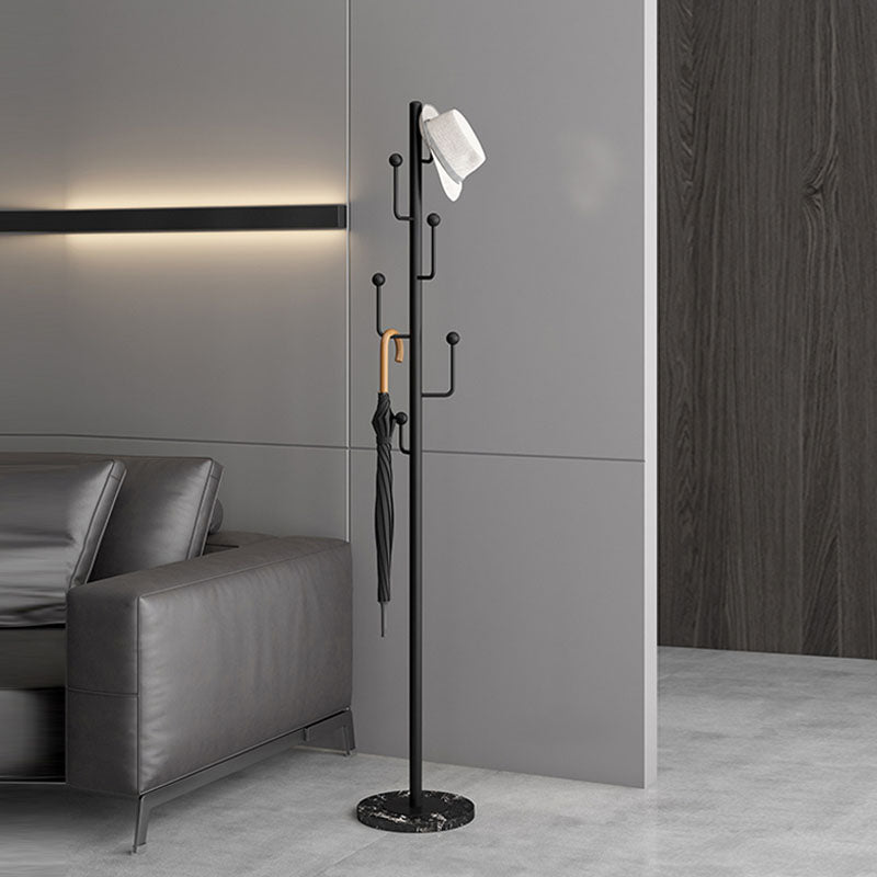 Free Standing Entry Hall Tree Marble Base Coat Hanger with 6 Hooks