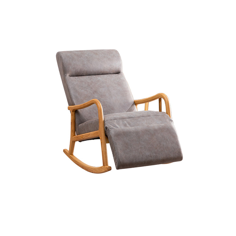 Wood Base Rocking Chair Leisure Upholstered Lazy Sofa Chair for Living Room