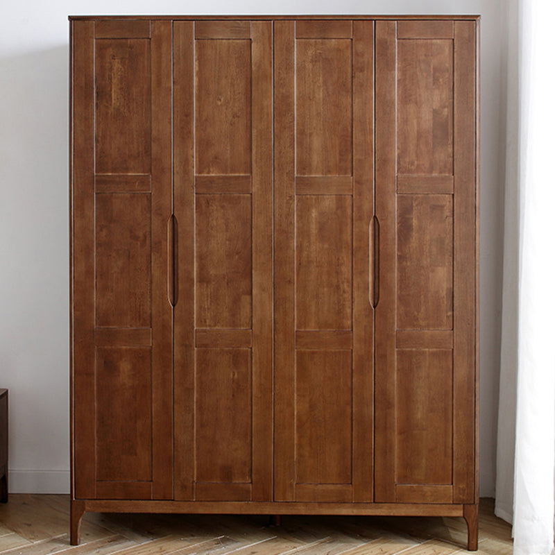 Rubber Wood Wardrobe Cabinet Contemporary Closet Back Hinged Wardrobe