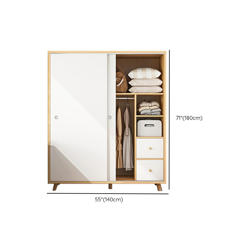 Rectangular Wardrobe Cabinet Modern Minimalist Wooden Wardrobe Armoire