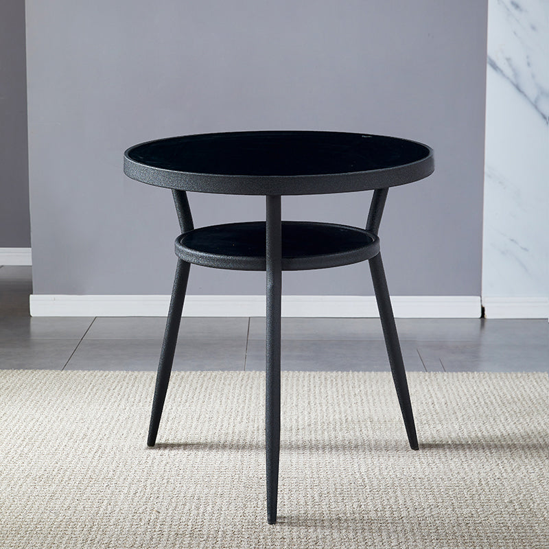 Modern Round Glass Desktop Storable Dining Table for Dining Room