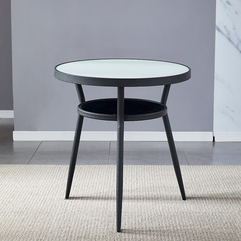 Modern Round Glass Desktop Storable Dining Table for Dining Room