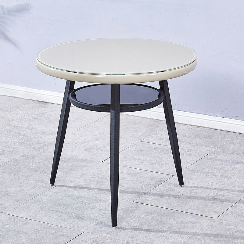 Modern Round Glass Desktop Storable Dining Table for Dining Room