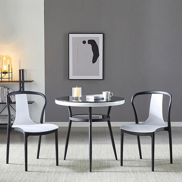 Modern Round Glass Desktop Storable Dining Table for Dining Room