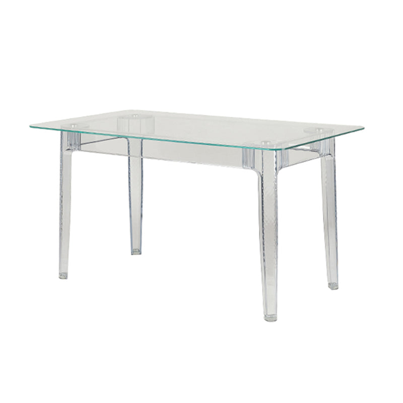 Modern Tempered Glass Desktop Geometric Acrylic Legs Dining Table for Dining Room