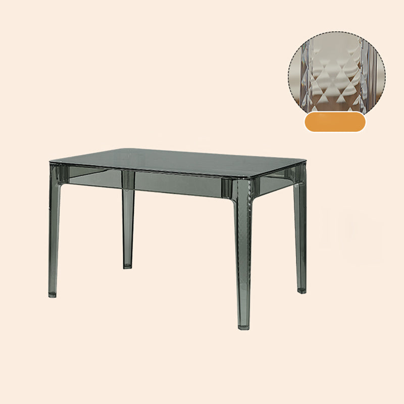 Modern Tempered Glass Desktop Geometric Acrylic Legs Dining Table for Dining Room