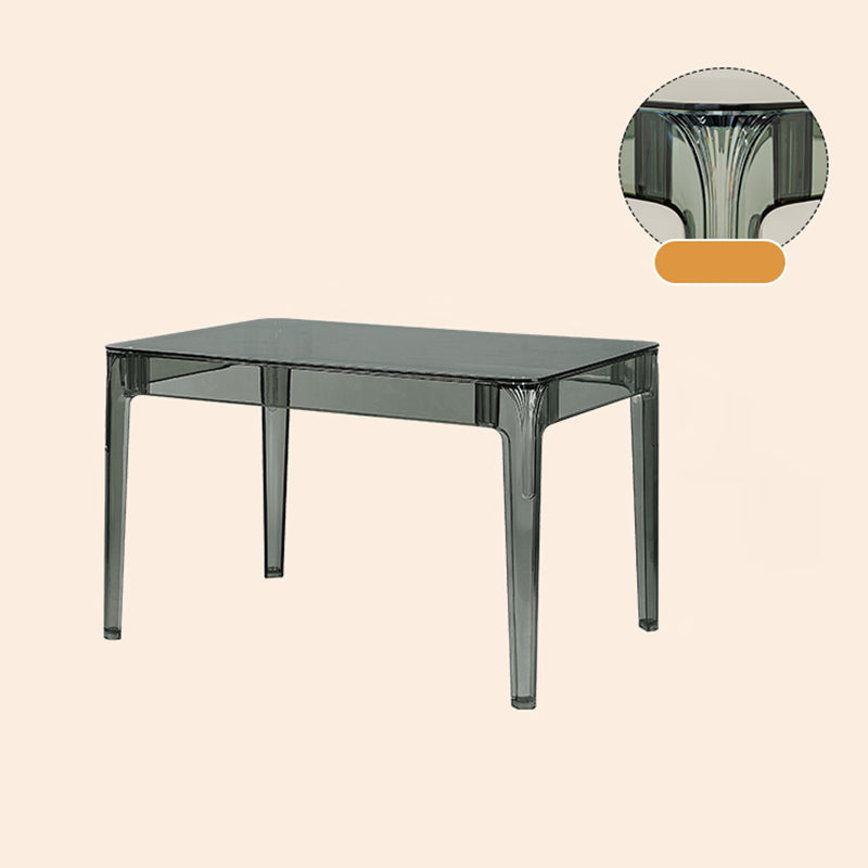 Modern Tempered Glass Desktop Geometric Acrylic Legs Dining Table for Dining Room
