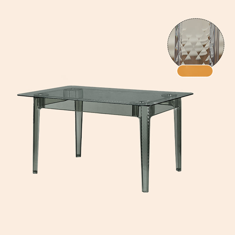 Modern Tempered Glass Desktop Geometric Acrylic Legs Dining Table for Dining Room