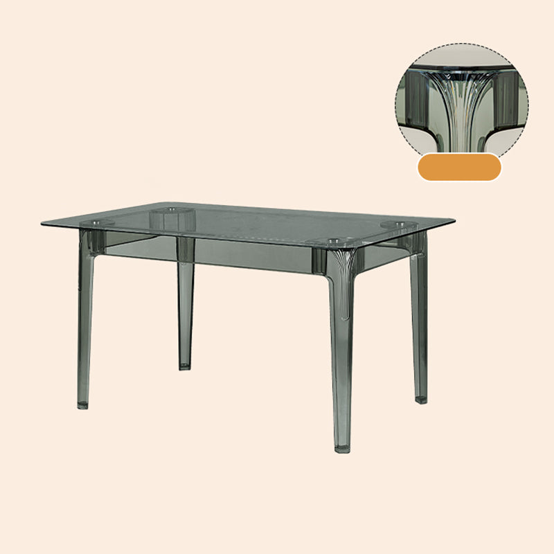 Modern Tempered Glass Desktop Geometric Acrylic Legs Dining Table for Dining Room