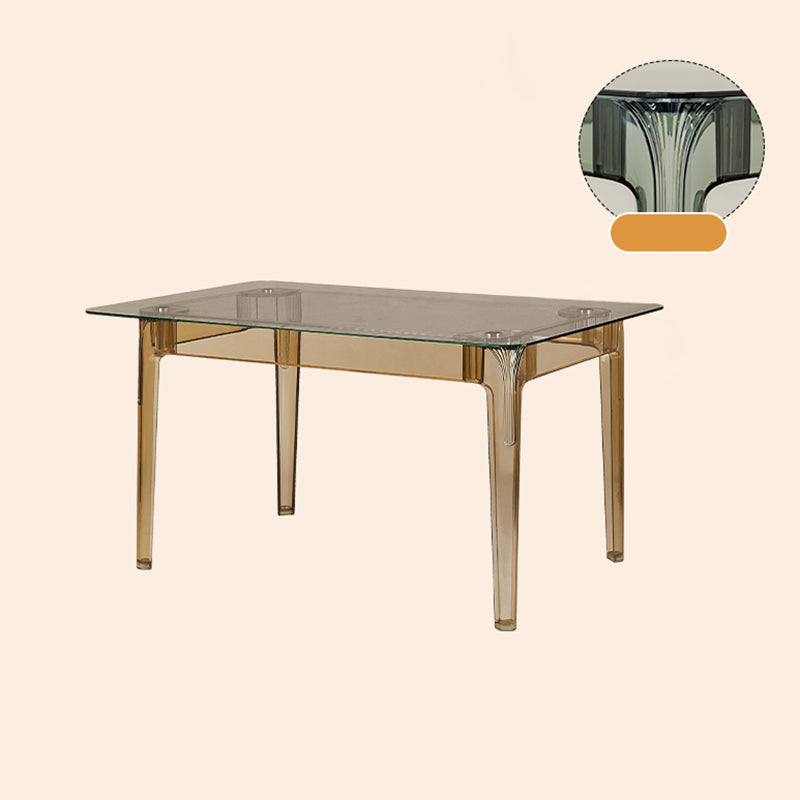 Modern Tempered Glass Desktop Geometric Acrylic Legs Dining Table for Dining Room