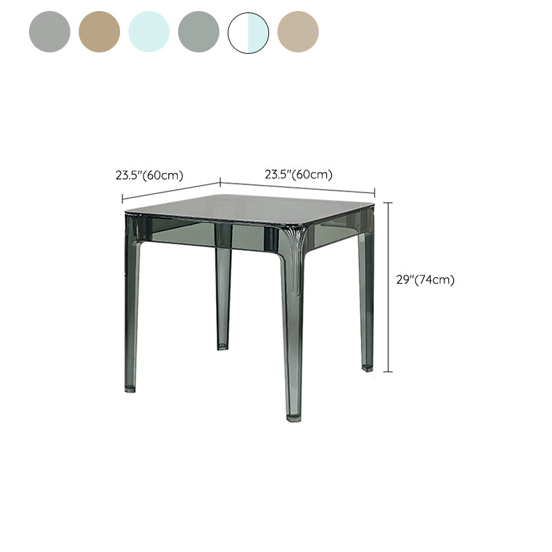 Modern Tempered Glass Desktop Geometric Acrylic Legs Dining Table for Dining Room
