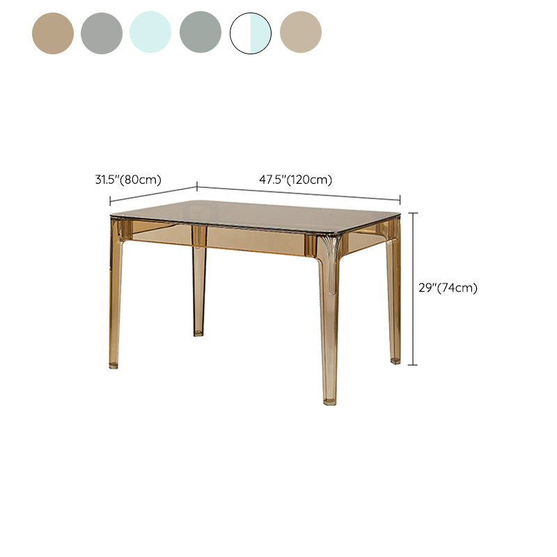 Modern Tempered Glass Desktop Geometric Acrylic Legs Dining Table for Dining Room