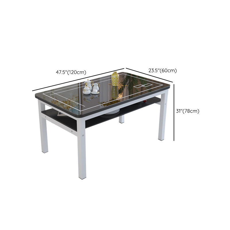 Modern Tempered Glass Desktop Rectangle Dining Table for Dining Room