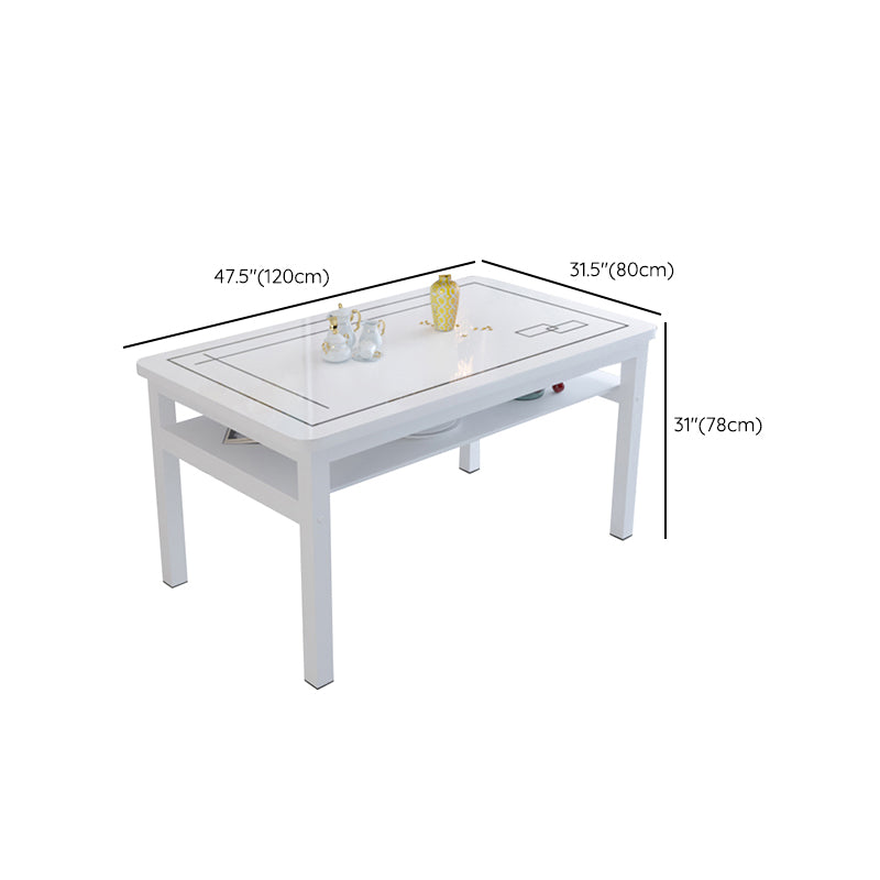 Modern Tempered Glass Desktop Rectangle Dining Table for Dining Room