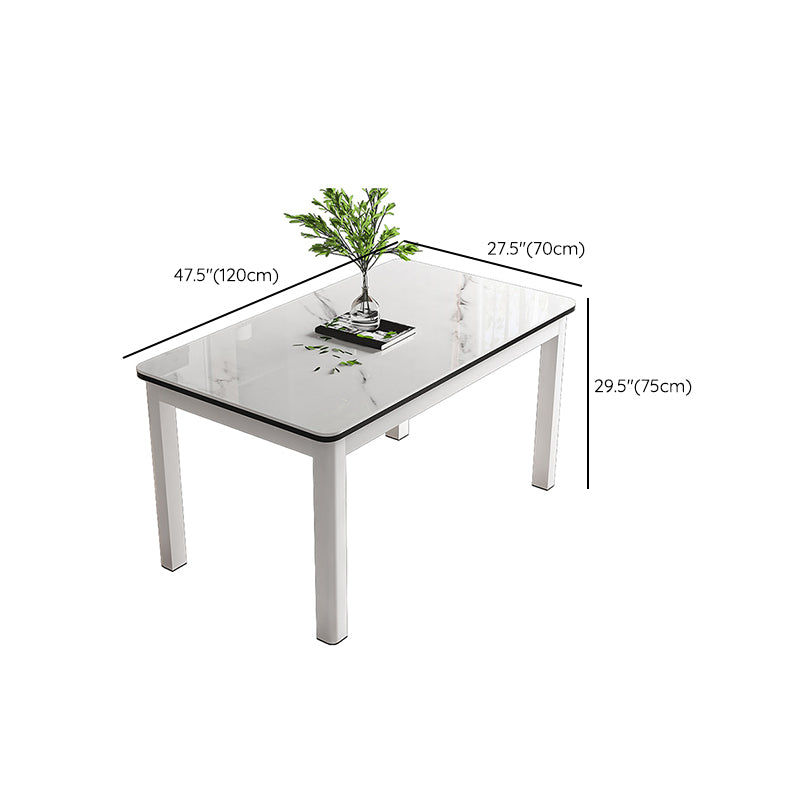 Modern Glass Desktop Rectangle Dining Table Metal Legs for Dining Room